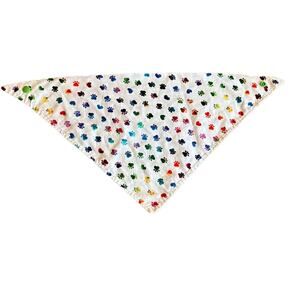 Rainbow Paw Prints Dog Bandana with Green Snaps